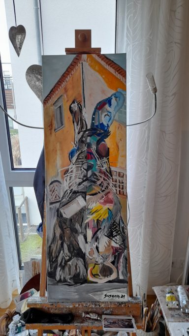 Hase aus Autoteilen in Porto/Portugal